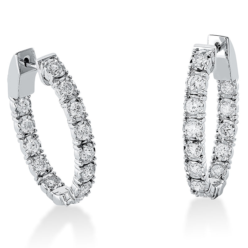 Creolen 14 kt WG, 26 Brill. 1,48 ct, TW-si