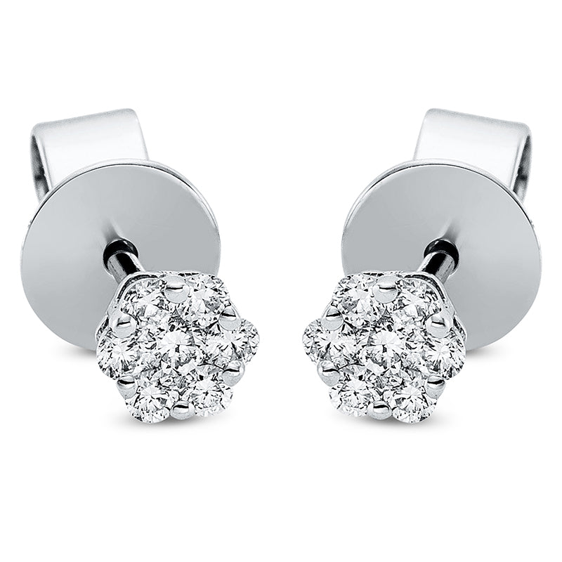 Ohrstecker 18 kt WG, 14 Brill. 0,18 ct, TW-si