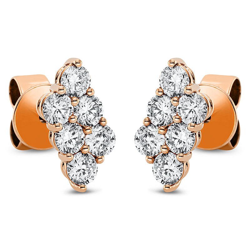 Ohrstecker 18 kt RG, 12 Brill. 0,99 ct, TW-si