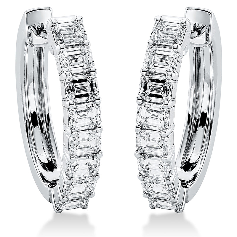 Creolen 18 kt WG, 16 Sm.schliff 2,27 ct, F
