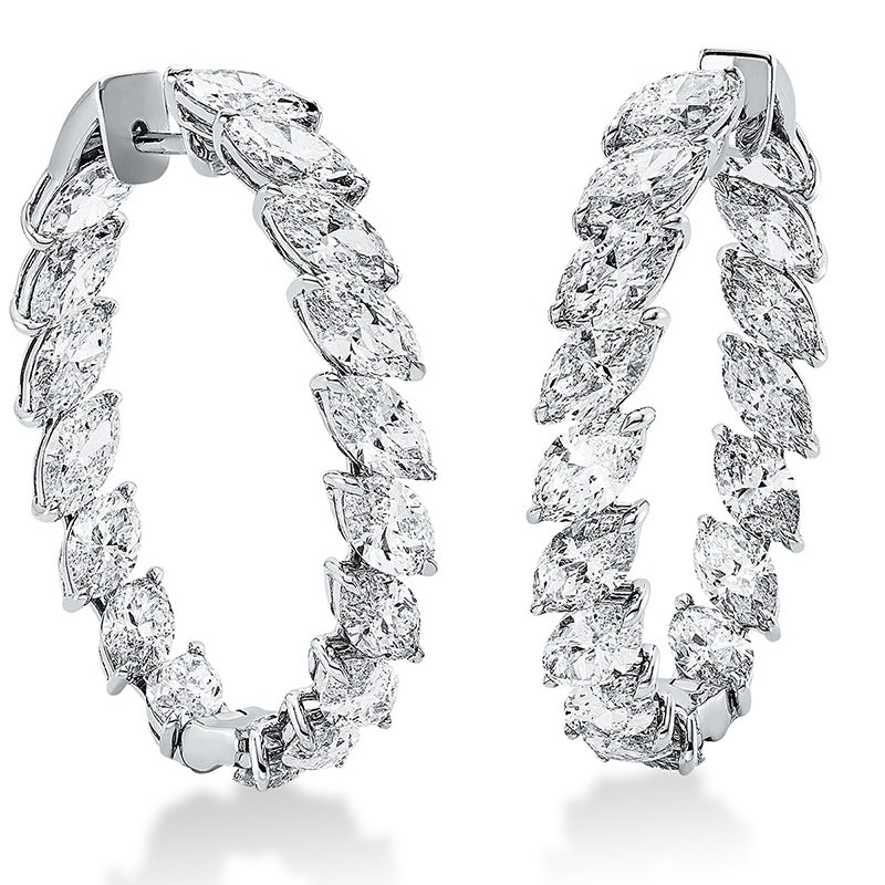 Creolen 18 kt WG, 34 Nav. 8,83 ct, F-si