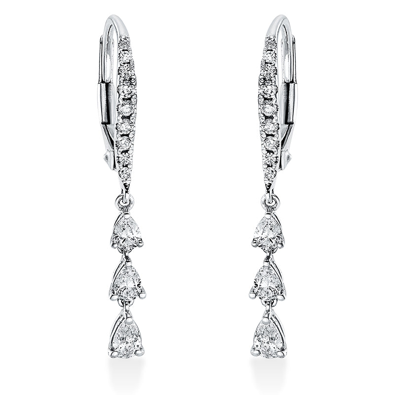 Ohrschmuck 18 kt WG, 6 Tropfen 0,43 ct, TW-si, 18 Brill. 0,13 ct, TW-si