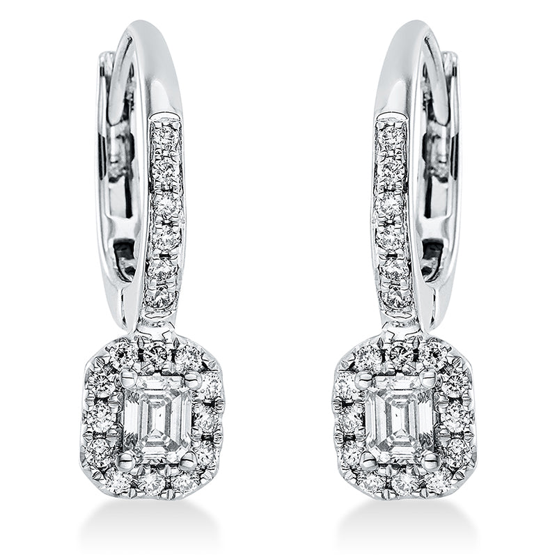 Ohrschmuck 18 kt WG, 2 Sm.schliff 0,36 ct, TW-si, 36 Brill. 0,24 ct, TW-si