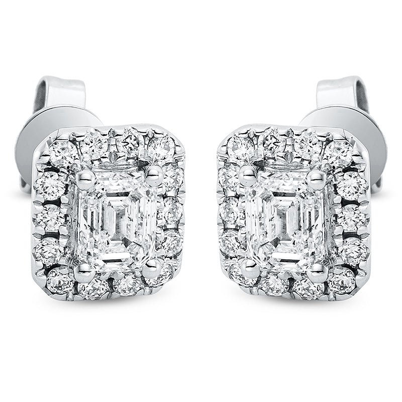 Ohrstecker 18 kt WG, 2 Sm.schliff 0,55 ct, TW-si, 28 Brill. 0,18 ct, TW-si