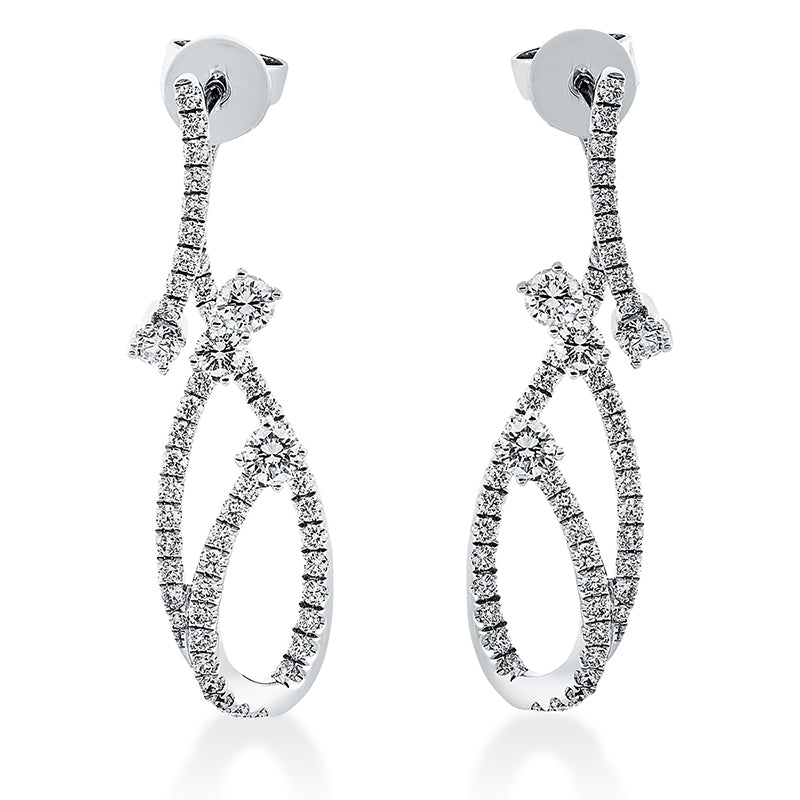 Ohrstecker 18 kt WG, 4 Brill. 0,23 ct, TW-si, 4 Brill. 0,36 ct, TW-si, 104 Brill. 0,77 ct, TW-si