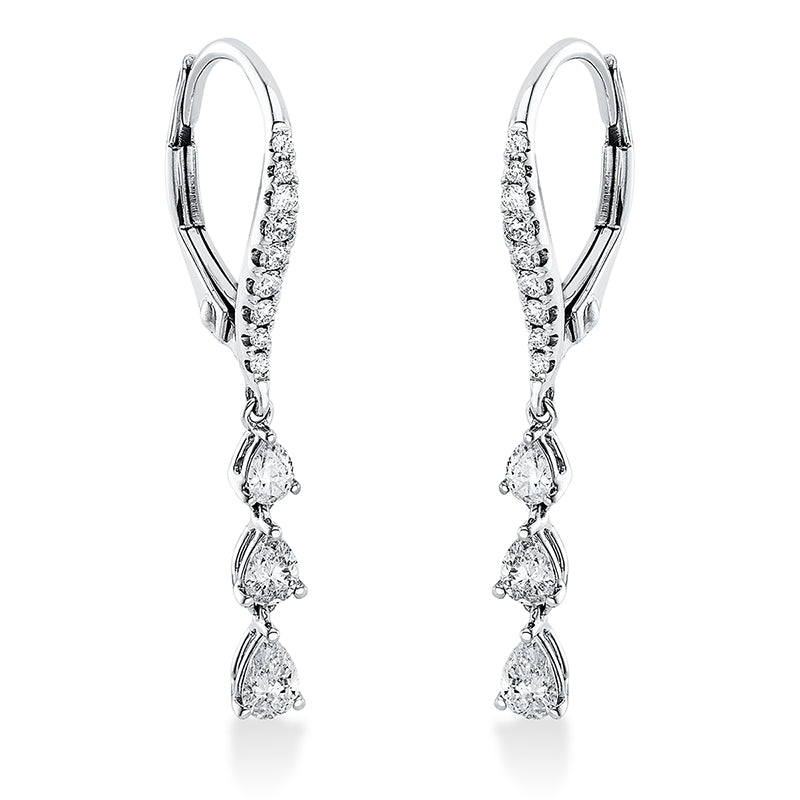 Ohrschmuck 18 kt WG, 6 Tropfen 0,50 ct, TW-si, 18 Brill. 0,14 ct, TW-si