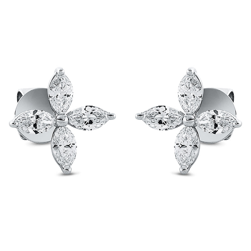 Ohrstecker 18 kt WG, 8 Nav. 1,06 ct, TW-si