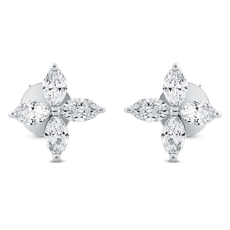Ohrstecker 18 kt WG, 8 Nav. 1,18 ct, TW-vsi