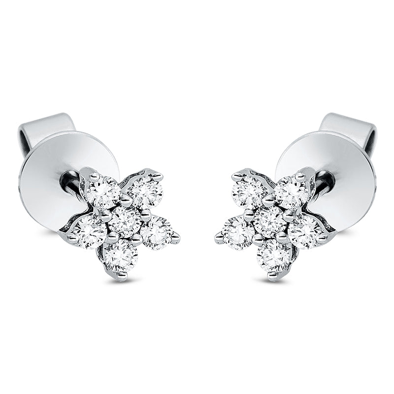 Ohrstecker 18 kt WG, 12 Brill. 0,15 ct, TW-si