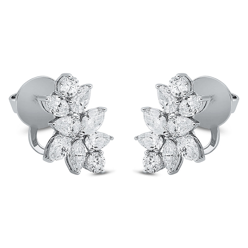Ohrstecker 18 kt WG, 6 Nav. 1,00 ct, TW-vsi, 8 Tropfen 1,33 ct, TW-vsi, 4 Brill. 0,53 ct, TW-si