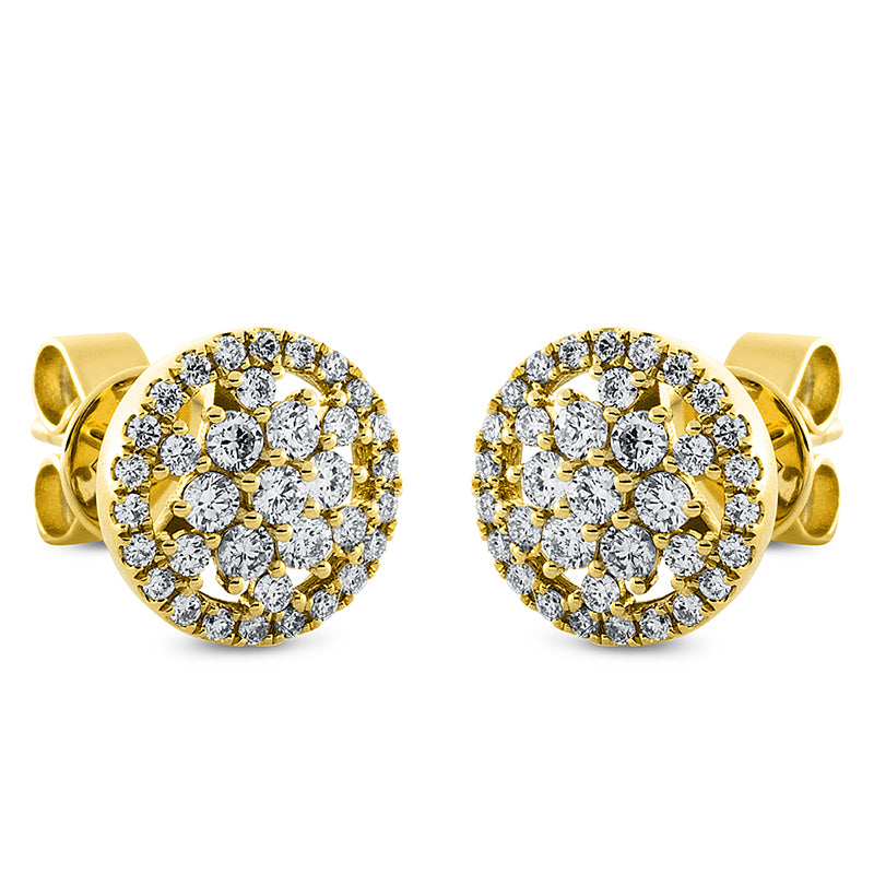 Creolen 18 kt GG, 56 Brill. 0,16 ct, TW-pi, 12 Rubine 0,43 ct rot