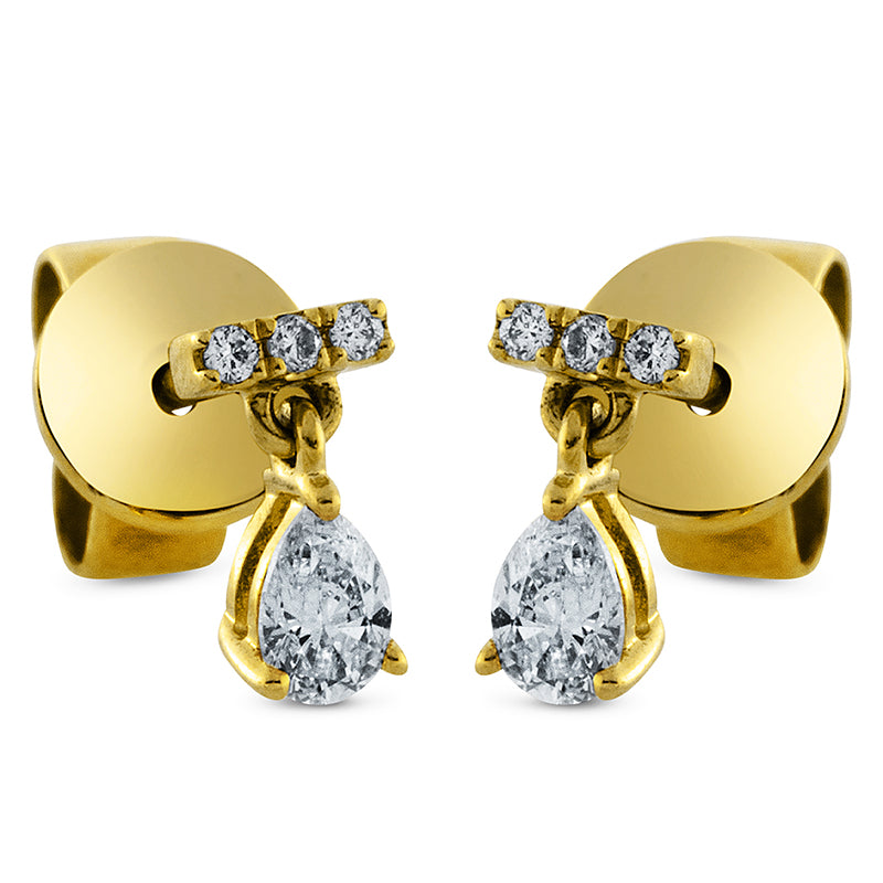Ohrstecker 18 kt GG, Einzelstück, 1 Tropfen 0,09 ct, TW-vsi, 3 Brill. 0,01 ct, TW-si