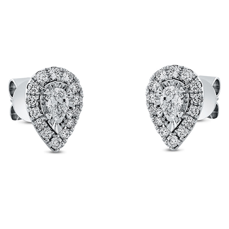 Ohrstecker 18 kt WG, 2 Tropfen 0,37 ct, TW-si, 28 Brill. 0,35 ct, TW-si