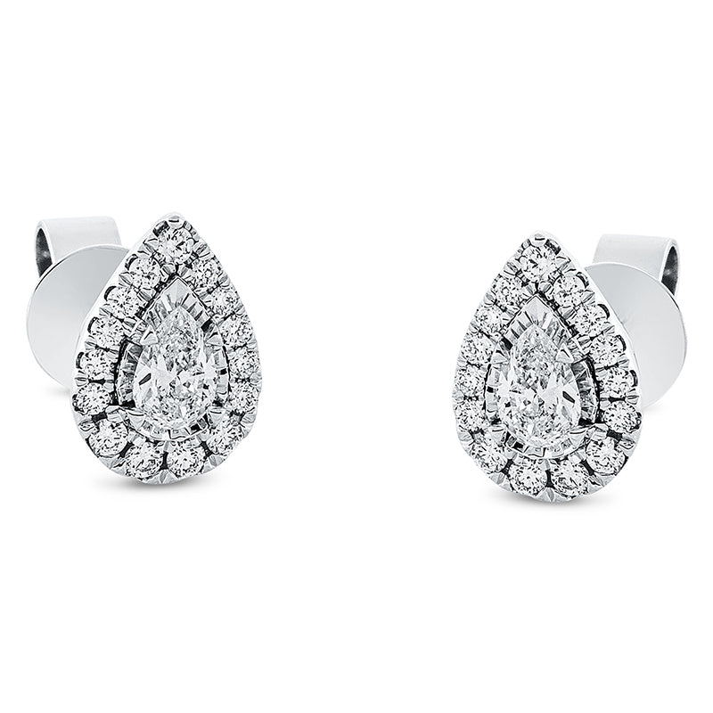 Ohrstecker 18 kt WG, 20 Brill. 0,11 ct, TW-si, 2 Tropfen 0,30 ct, TW-si, 10 Brill. 0,11 ct, TW-si