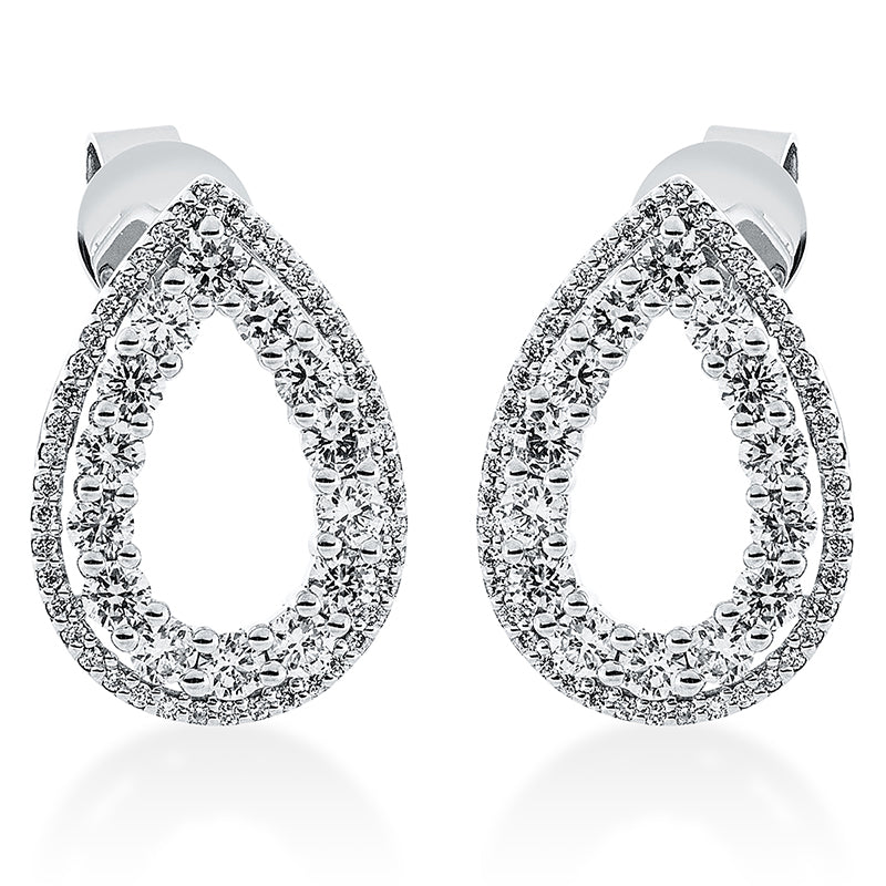 Ohrstecker 18 kt WG, 88 Brill. 0,14 ct, TW-si, 28 Brill. 0,91 ct, TW-si