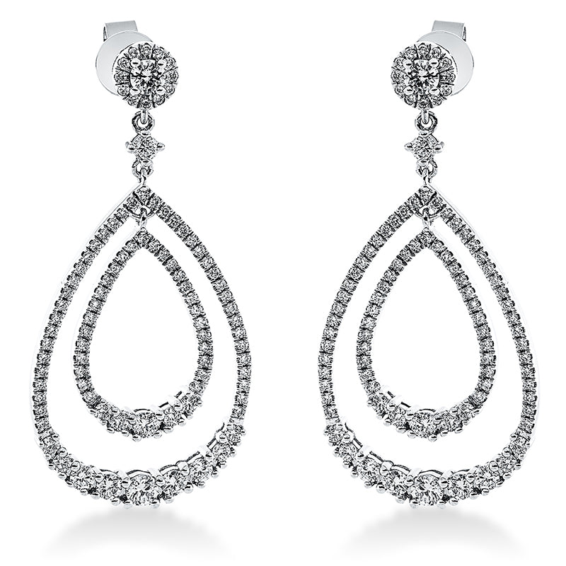 Ohrschmuck 18 kt WG, 12 Brill. 0,45 ct, TW-si, 156 Brill. 0,55 ct, TW-si, 4 Brill. 0,32 ct, TW-si, 16 Brill. 0,24 ct, TW-si