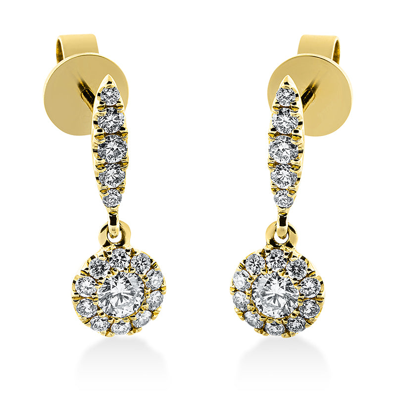 Ohrschmuck 18 kt GG, 24 Brill. 0,29 ct, TW-si, 2 Brill. 0,05 ct, TW-si, 2 Brill. 0,26 ct, TW-si, 4 Brill. 0,03 ct, TW-si