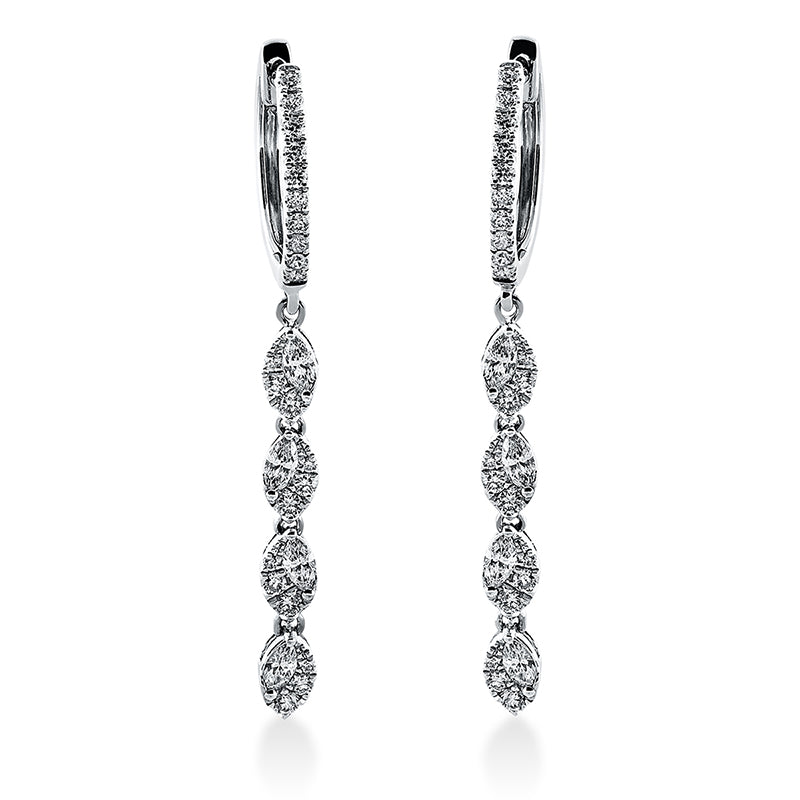Ohrschmuck 18 kt WG, 16 Brill. 0,20 ct, TW-si, 8 Brill. 0,36 ct, TW-si, 28 Brill. 0,17 ct, TW-si