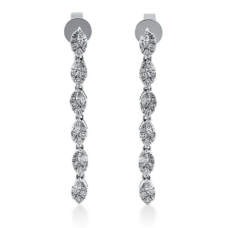 Ohrschmuck 18 kt WG, 24 Brill. 0,30 ct, TW-si, 12 Nav. 0,51 ct, TW-si, 12 Brill. 0,03 ct, TW-si