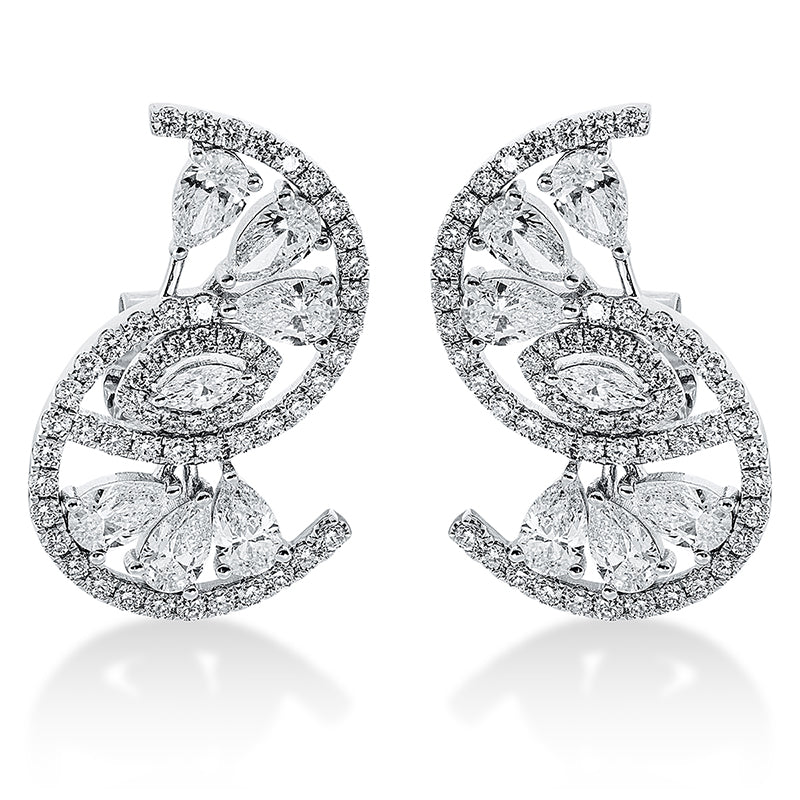 Ohrstecker 18 kt WG, 2 Nav. 0,15 ct, TW-si, 12 Tropfen 2,24 ct, TW-si, 112 Brill. 0,94 ct, TW-si