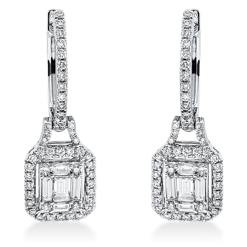 Ohrschmuck 18 kt WG, 10 Bag. 0,28 ct, TW-si, 94 Brill. 0,36 ct, TW-si