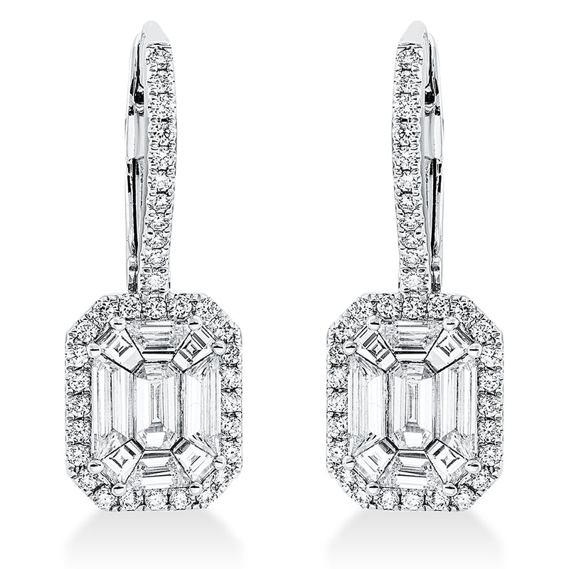 Ohrschmuck 18 kt WG, 18 Fant-Schl. 1,36 ct, TW-si, 70 Brill. 0,42 ct, TW-si