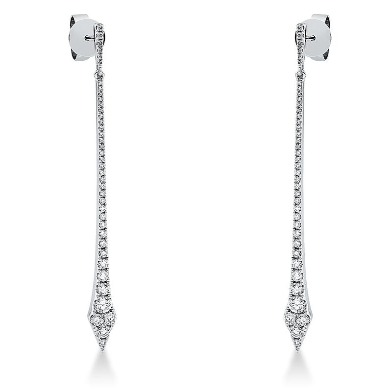 Ohrschmuck 18 kt WG, 2 Brill. 0,16 ct, TW-si, 78 Brill. 0,62 ct, TW-si