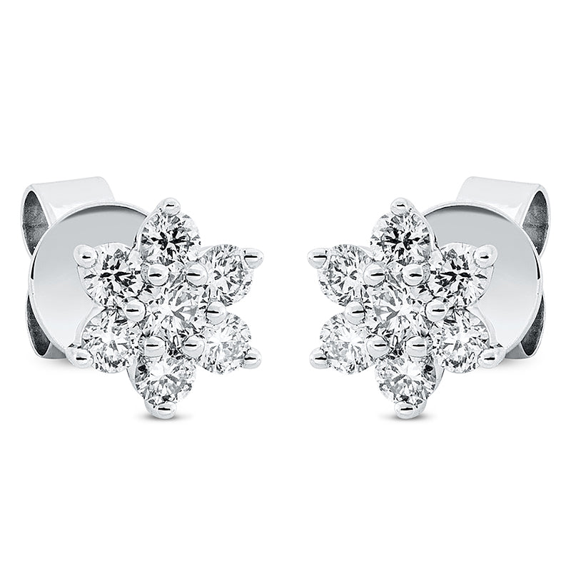 Ohrstecker 18 kt WG, 14 Brill. 0,35 ct, TW-si