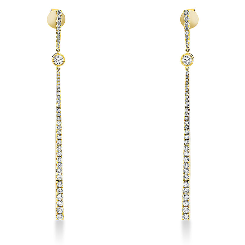 Ohrschmuck 18 kt GG, 2 Brill. 0,22 ct, W-si, 80 Brill. 1,10 ct, W-si