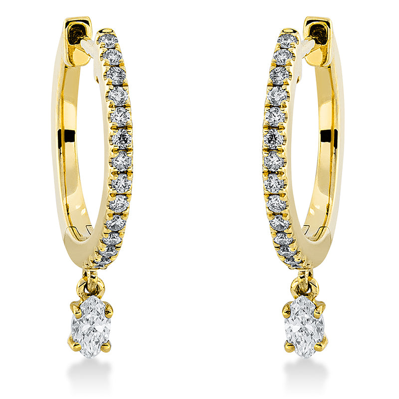Ohrschmuck 18 kt GG, 2 Nav. 0,10 ct, TW-vsi/si, 28 Brill. 0,10 ct, TW-vsi/si