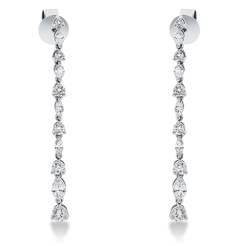 Ohrschmuck 18 kt WG, 2 Brill. 0,19 ct, TW-vsi/si, 10 Nav. 0,55 ct, TW-vsi/si, 10 Brill. 0,41 ct, TW-vsi/si
