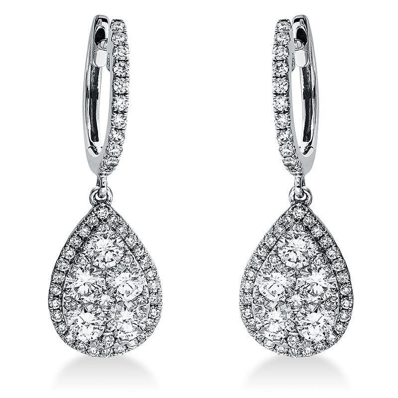 Ohrschmuck 14 kt WG, 104 Brill. 1,93 ct, TW-si