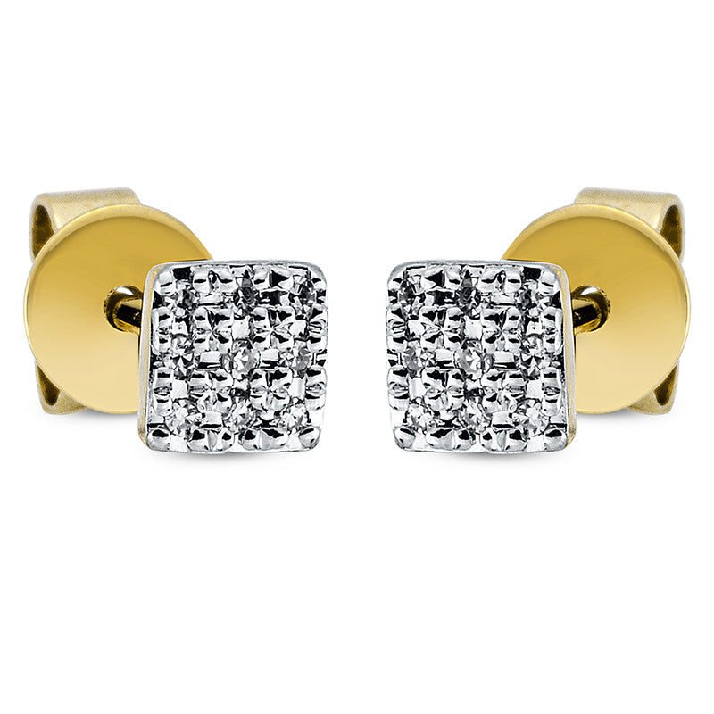 Ohrstecker 18 kt GG, Fassung rhodiniert, 18 Dia. 0,04 ct, W-pi