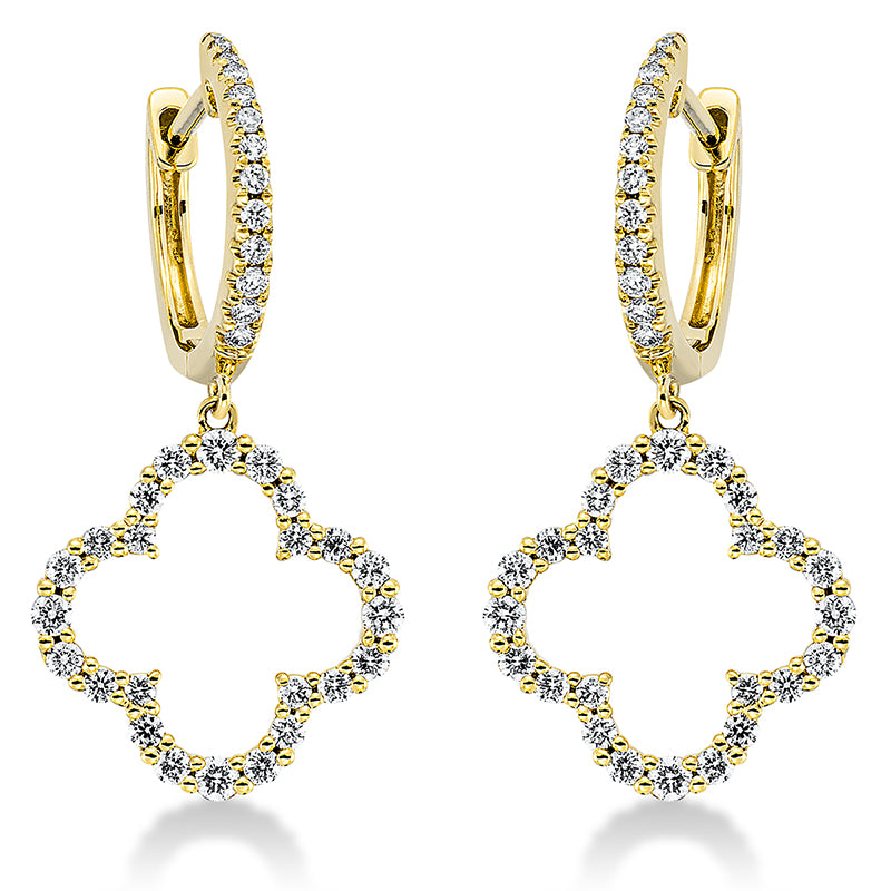 Ohrschmuck 18 kt GG, 40 Brill. 0,47 ct, TW-si, 34 Brill. 0,18 ct, TW-si