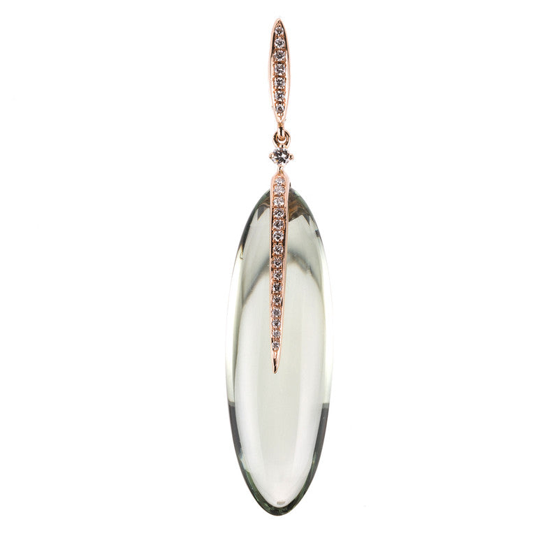 Anhänger 18 kt RG, 23 Brill. 0,09 ct, TW-vsi, 1 Amethyst 15,07 ct grün