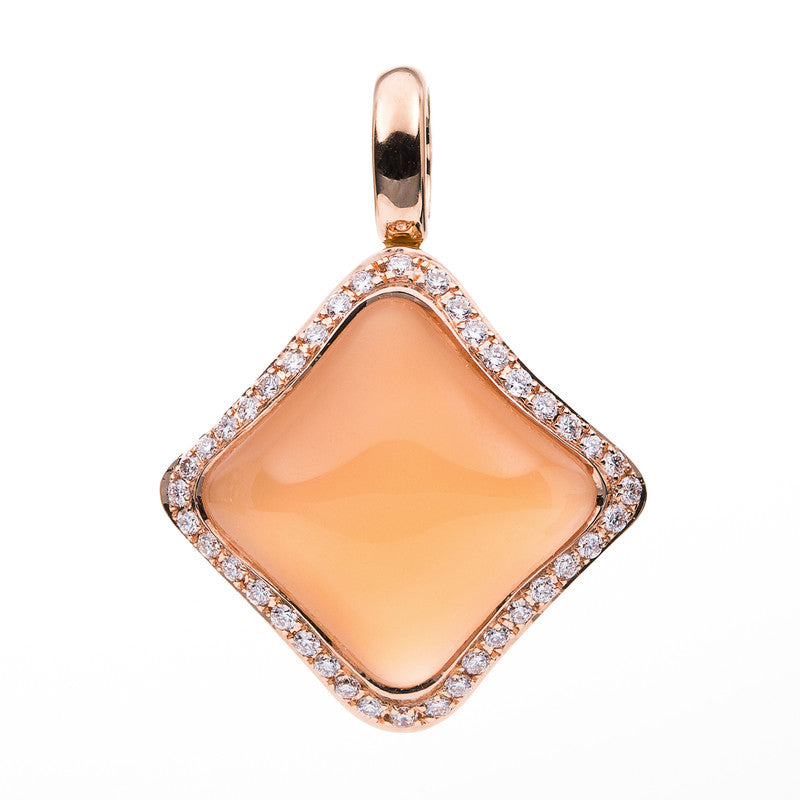 Anhänger 18 kt RG, 40 Brill. 0,18 ct, TW-vsi, 1 Mondstein 6,59 ct orange