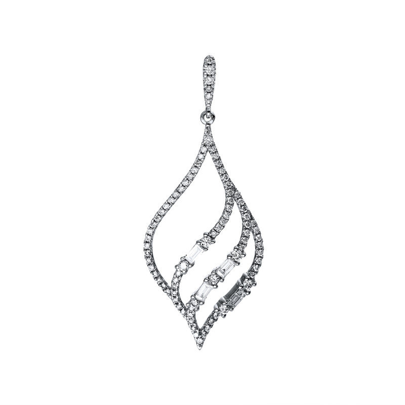 Anhänger 18 kt WG, 7 Brill. 0,09 ct, TW-si, 4 Bag. 0,13 ct, TW-si, 77 Brill. 0,22 ct, TW-si
