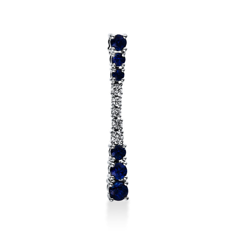 Anhänger 18 kt WG, 5 Brill. 0,14 ct, TW-si, 6 Saphire 0,72 ct blau