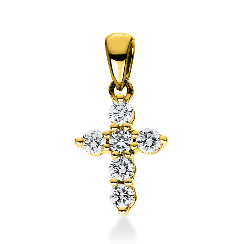 Anhänger 18 kt GG, mit Öse, 6 Brill. 0,28 ct, TW-si