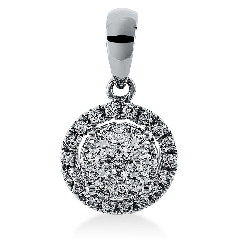 Anhänger 18 kt WG, mit Öse, 4 Brill. 0,14 ct, TW-pi, 23 Brill. 0,13 ct, TW-pi
