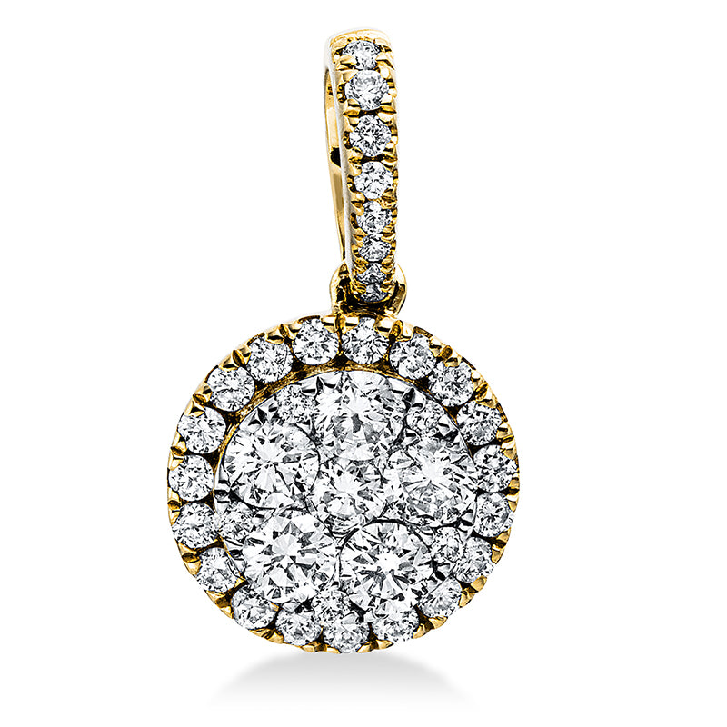 Anhänger 18 kt GG, mit Öse, 1 Brill. 0,03 ct, TW-si, 5 Brill. 0,26 ct, TW-si, 32 Brill. 0,18 ct, TW-si