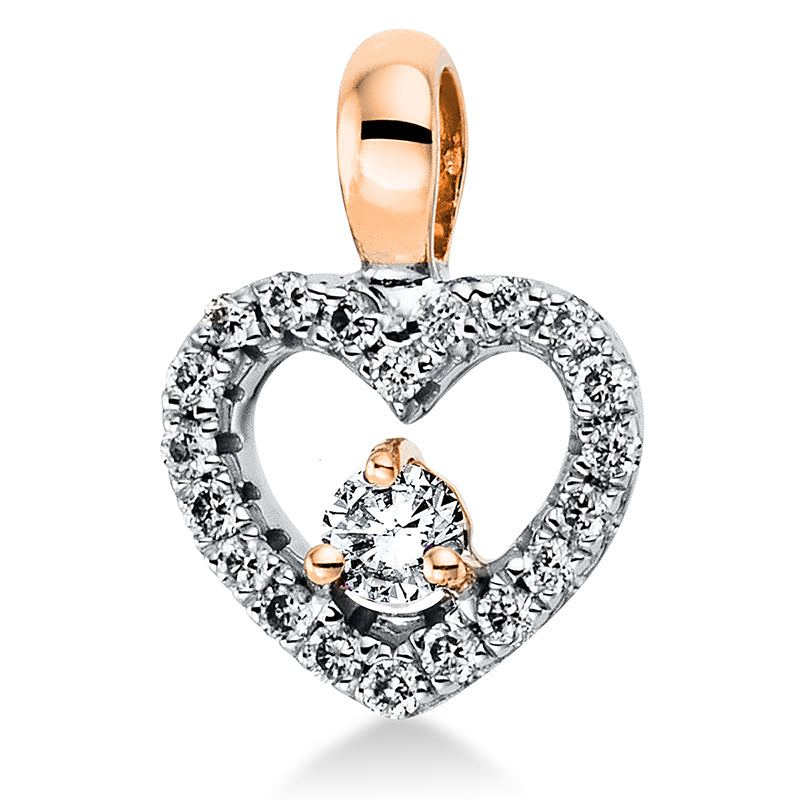 Anhänger 18 kt RG, mit Öse, 1 rund 0,03 ct, TW-si, 20 Brill. 0,05 ct, TW-si