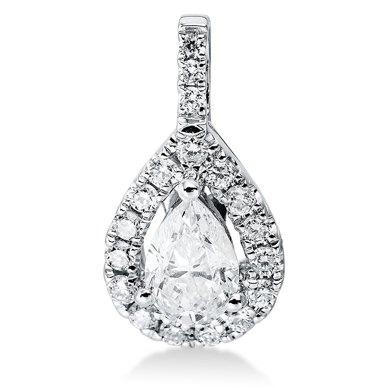 Anhänger 18 kt WG, mit Öse, 1 Tropfen 0,28 ct, TW-si, 18 Brill. 0,12 ct, TW-si