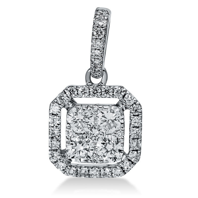 Anhänger 18 kt WG, mit Öse, 4 Brill. 0,30 ct, TW-si, 1 Brill. 0,02 ct, TW-si, 36 Brill. 0,17 ct, TW-si