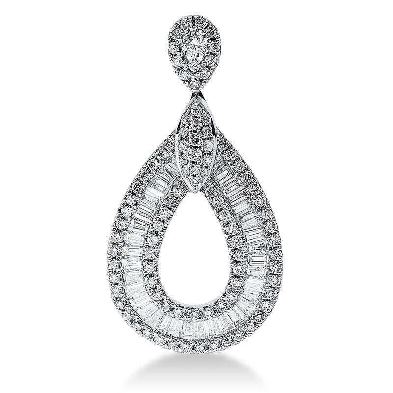 Anhänger 18 kt WG, 35 Bag. 0,44 ct, TW-vsi, 92 Brill. 0,39 ct, TW-si