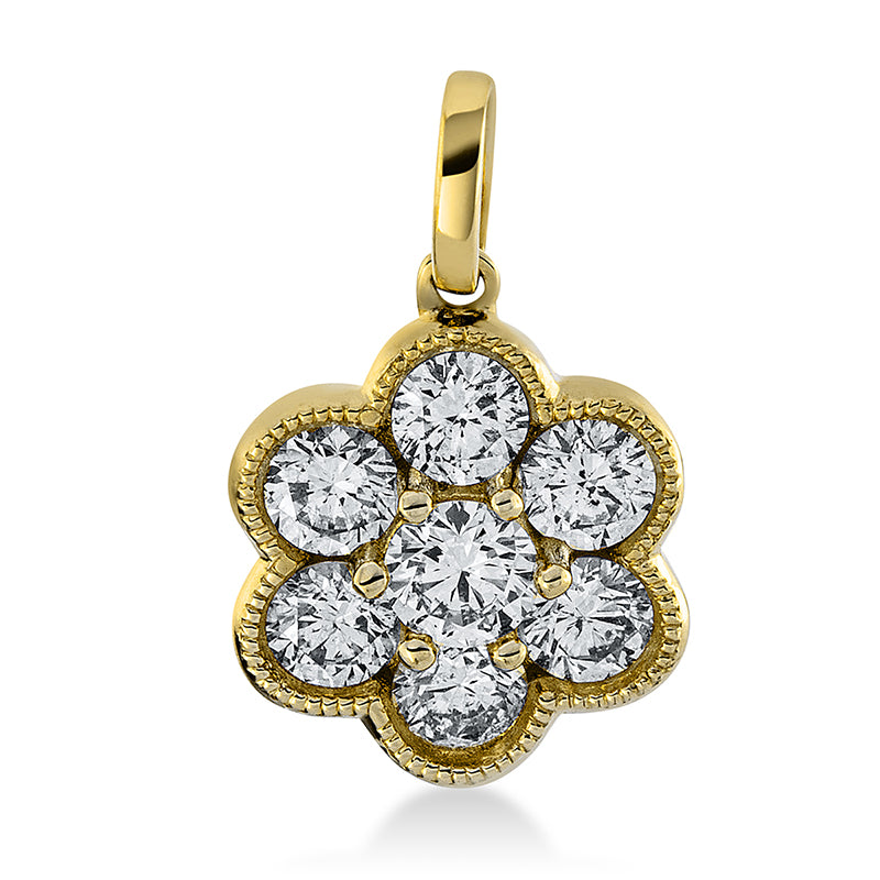 Anhänger 18 kt GG, mit Öse, 1 Brill. 0,14 ct, TW-si, 6 Brill. 0,58 ct, TW-si