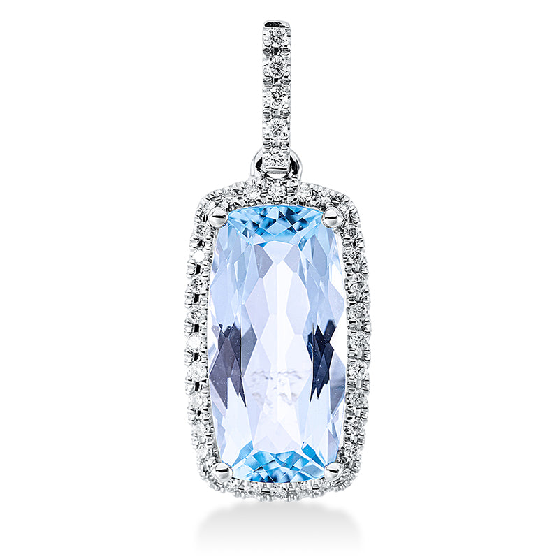 Anhänger 18 kt WG, mit Öse, 37 Brill. 0,17 ct, TW-si, 1 Topas 5,30 ct sky blue
