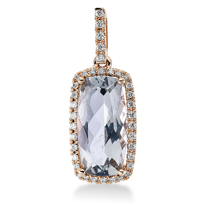 Anhänger 18 kt RG, mit Öse, 37 Brill. 0,17 ct, TW-si, 1 Amethyst 3,90 ct grün