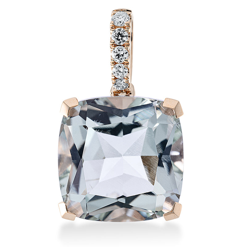 Anhänger 18 kt RG, mit Öse, 5 Brill. 0,10 ct, TW-si, 1 Amethyst 6,90 ct grün