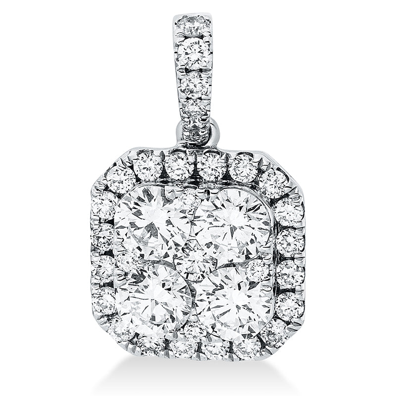 Anhänger 18 kt WG, mit Öse, 24 Brill. 0,29 ct, TW-si, 4 Brill. 0,77 ct, TW-si, 7 Brill. 0,04 ct, TW-si